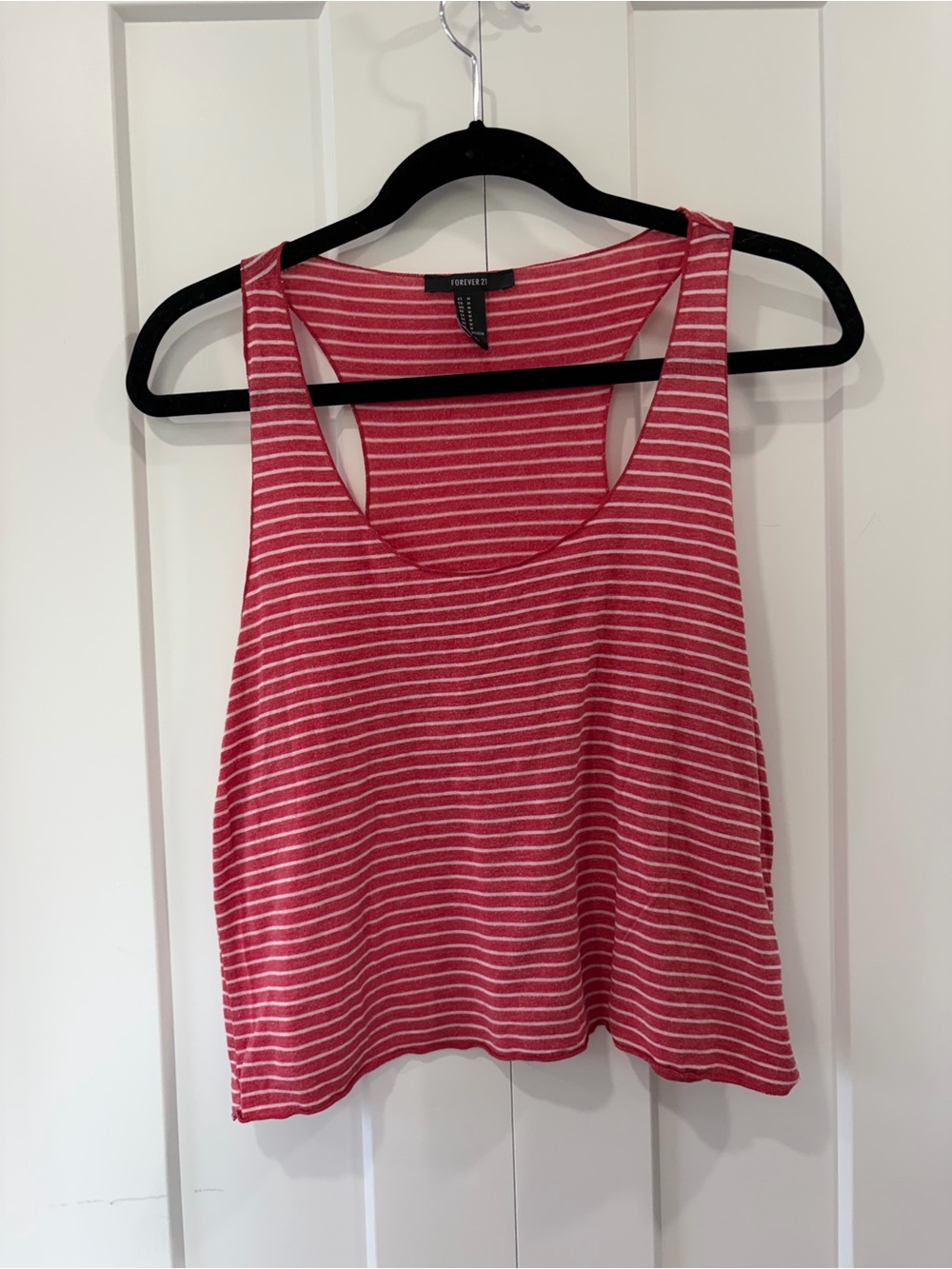 Forever 21 Red and White Striped Racerback Tank
